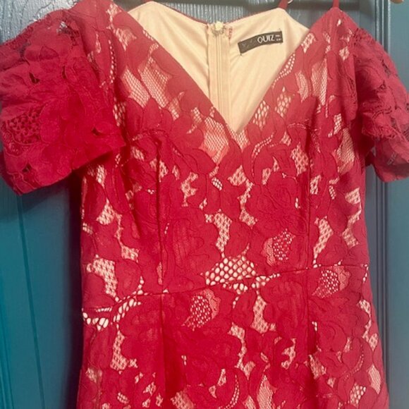 Red Lace Pencil Dress - Size Small - Picture 2 of 4